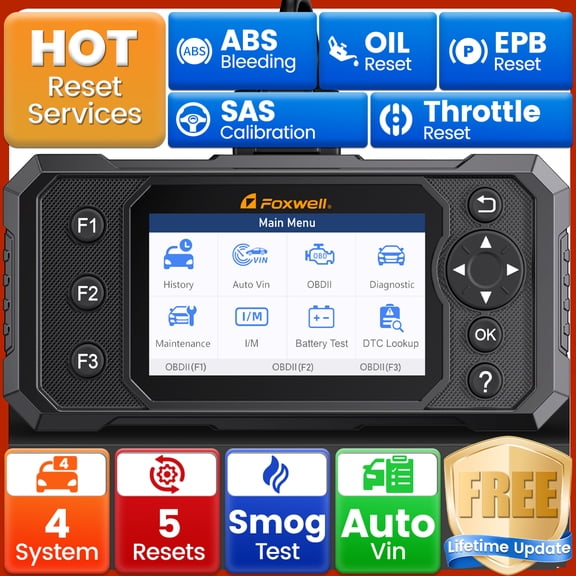 FOXWELL GT21 OBD2 Scanner Diagnostic Tool with 5 Resets, ABS Bleeding, SAS/EPB/Throttle/Oil Reset, Battery Test, ABS SRS Engine Transmission Code Reader Car Diagnostic Scan Tool, Lifetime Free Update