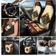 thumbnail image 2 of Garronmavis Car Front Seat Cover Rear Split Bench Cover Steering Wheel Cover Seat Belt Cover Air Vent Car Organizer Car Trash Can Rearview Mirror Cover Coasters Keychain 15pcs Southwest Aztec Cactus, 2 of 7