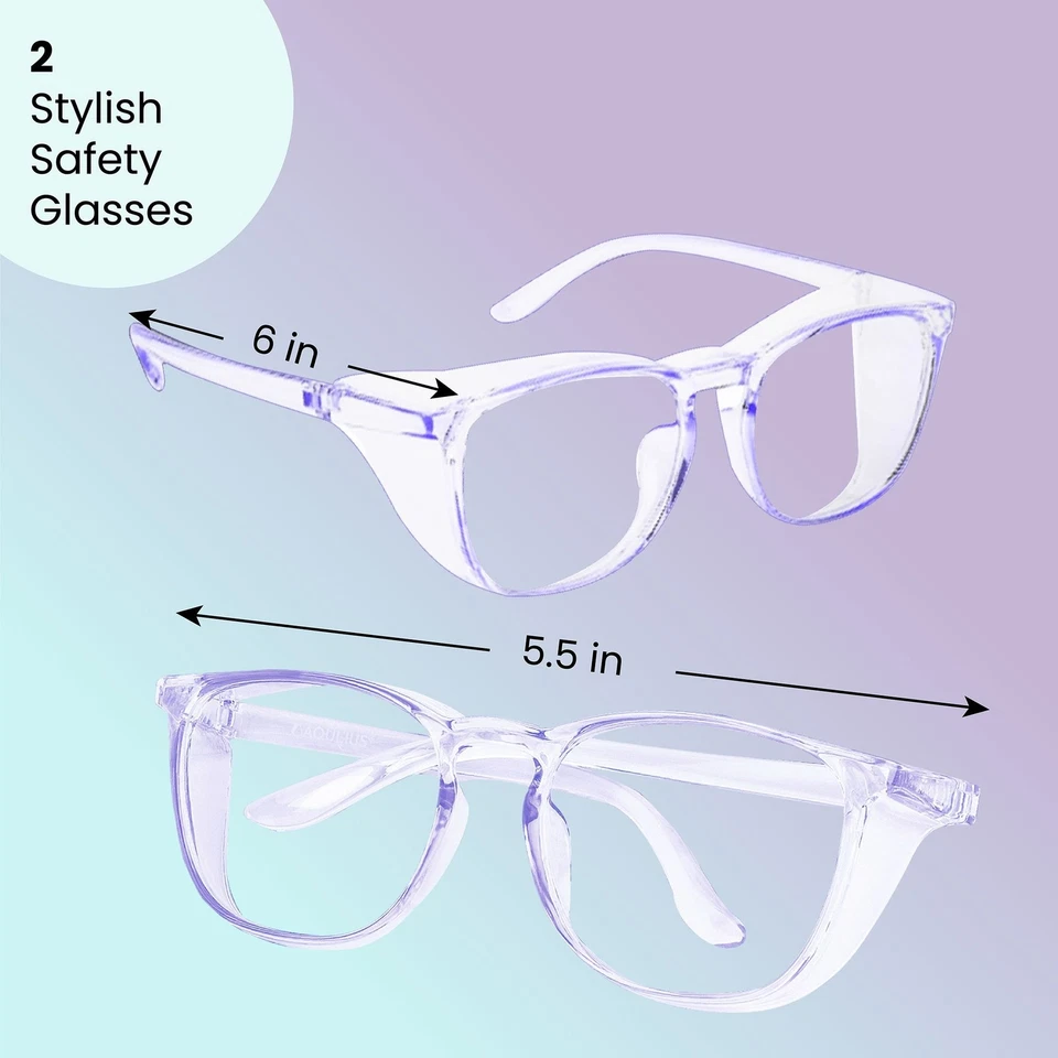 CIRCLE- 2 Pack Safety Glasses Goggles Blue Light Protection For Women, Blue