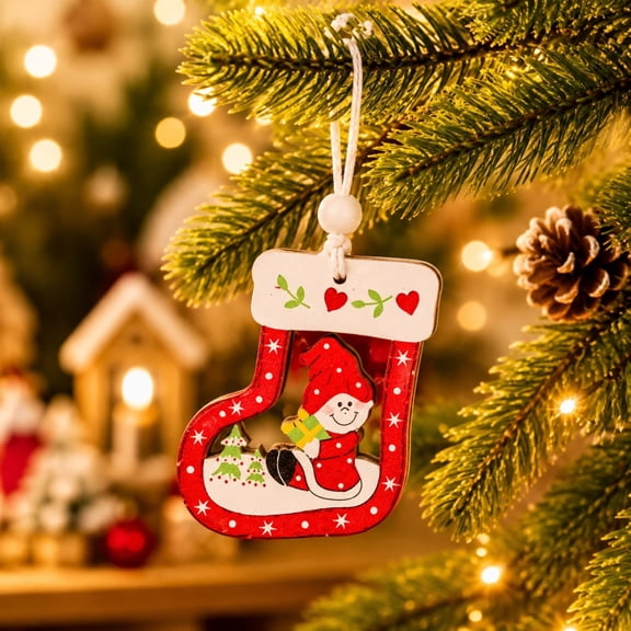 Wooden Christmas Ornaments Box Set, Wuztai Handcrafted Holiday Decor Cut Wood Pendants, Tree Ornaments for Festive Keepsake Gift