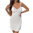 thumbnail image 2 of ZyeKqe Babydoll Lingerie for Women Casual Nightgown Lace Spaghetti Strap Sleeveless V Neck Lightweight Comfy Loungewear Mini Dress, 2 of 9