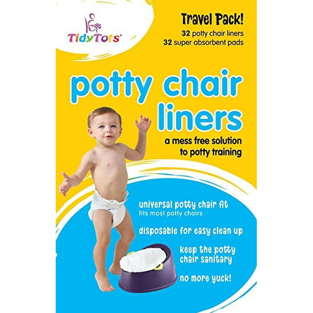 Tidy Tots Portable Potty Chair Liners, Disposable Potty Seat Covers, 32 Liners and 32 Super