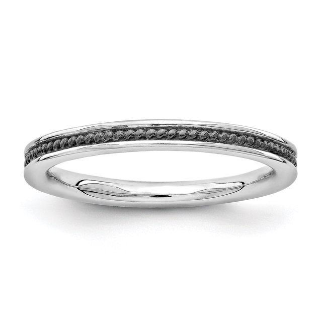 Bague en Argent Sterling Stackable Expressions Plaquée Noire Taille 9
