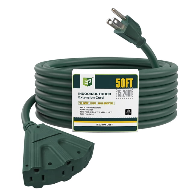 Cable de extensión EP 15 m para exteriores, 3 salidas 16/3 SJTW 13A 125V