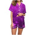 thumbnail image 1 of Blusas para Mujeres Casual Cuello en V Impresión de Manga Corta Blusa Y Pantalones Cortos Dos Piezas Pantalones Conjunto, 1 of 1