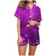 thumbnail image 1 of Blusas para Mujeres Casual Cuello en V Impresión de Manga Corta Blusa Y Pantalones Cortos Dos Piezas Pantalones Conjunto, 1 of 1