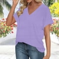 thumbnail image 2 of Tops bohemios para mujer,Blusa informal con cuello en V para mujer, manga corta estampada, tejido suave de imitación de tela, cómoda para uso diario en casa, sopatenor, 2 of 9