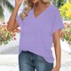thumbnail image 2 of Tops bohemios para mujer,Blusa informal con cuello en V para mujer, manga corta estampada, tejido suave de imitación de tela, cómoda para uso diario en casa, sopatenor, 2 of 9
