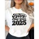 thumbnail image 1 of Women's "Happy New Year 51.43meter Graphic T-Shirt - Casual Crew Neck, Short Sleeve, Comfortable Polyester Blend, Festive Summer Top, 1 of 6