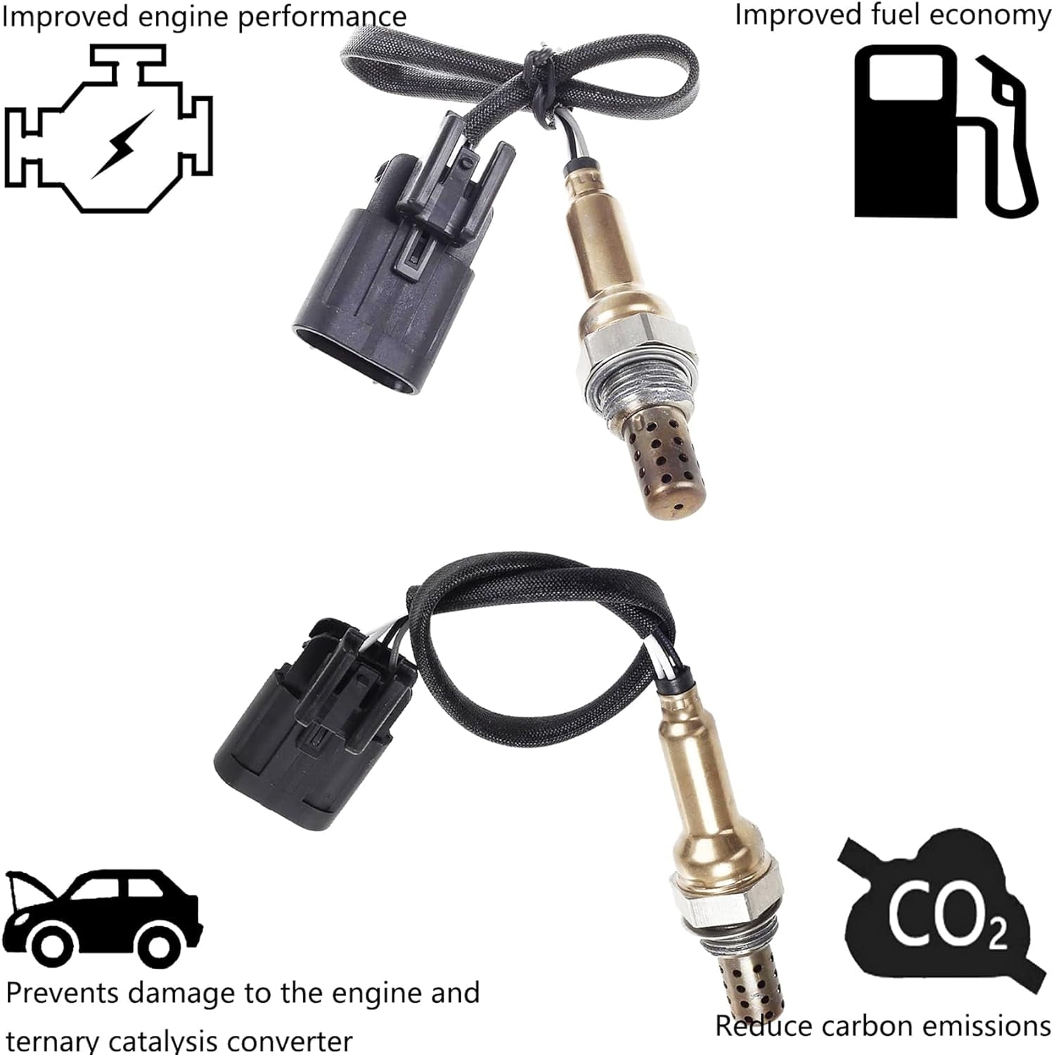 1 Pair Upstream and Downstream O2 Sensors Replacement for Hyundai Azera, Entourage, Genesis Coupe, Santa Fe, Sonata,Veracruz,Replaces#234-4854 15337 75-3897 ES20357 SG1655,Set of 2pcs
