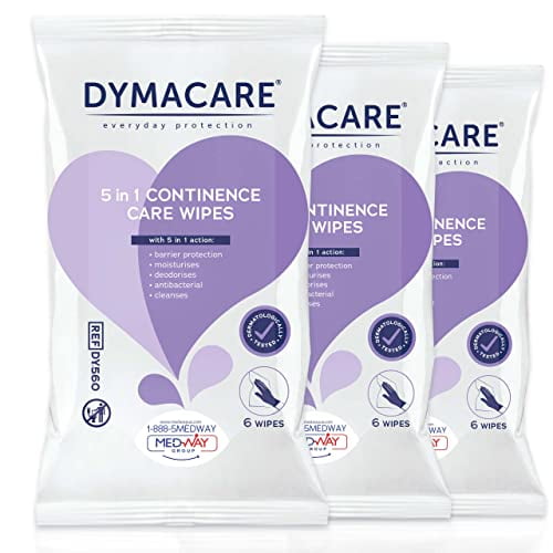 DYMACARE 5 in 1 Continence Care Wipes Adult Premium Incontinence Wet Wipes 3 Packs