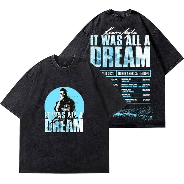 Karan Aujla Playera Lavada Algodón Unisex Manga Corta Gira Mundial Es Todo Un Sueño