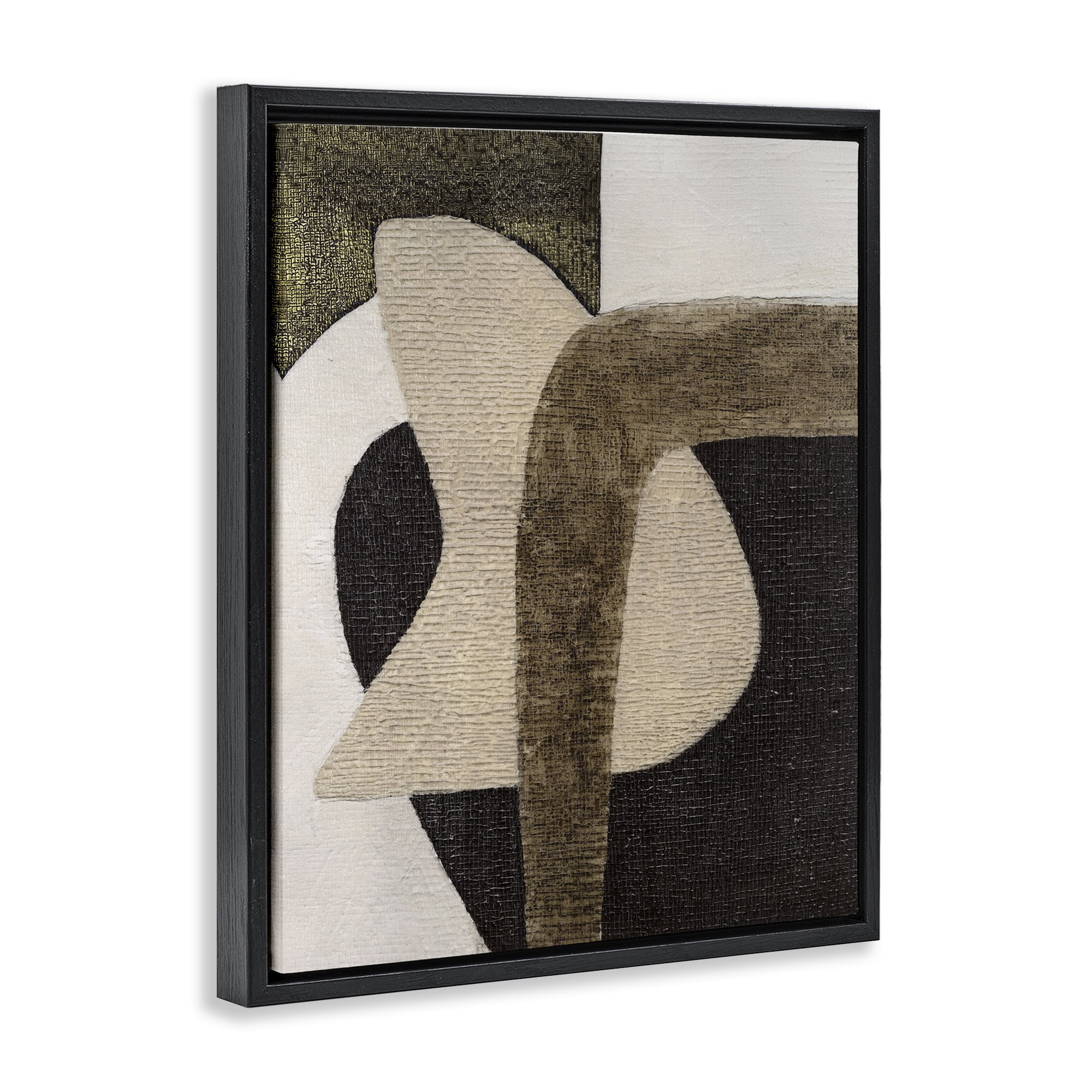 Stupell Industries Boho Modern Shape Pattern Abstract Painting Black Floater Framed Canvas Art Print Wall Art, 17 x 21