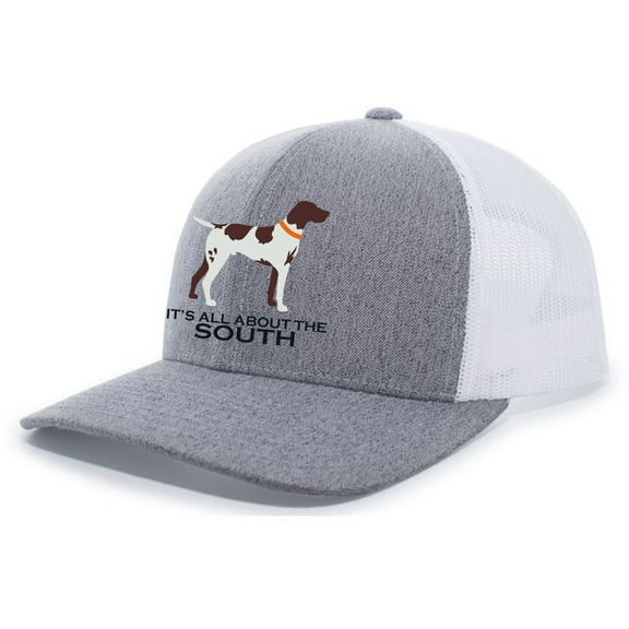 It's All About The South Pointer Mesh Back Trucker Hat-Heather Grey/White
