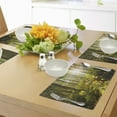 thumbnail image 4 of Ambesonne Forest Place Mats Set of 4, Sun Rays Woods Foliage, Standard Size, Green Yellow Brown, 4 of 6