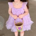 thumbnail image 4 of Girls Dresses Summer Purple Summer Flying Sleeves Sweet Fresh Flower Mesh Princess Sling Dress Casual Dresses,Size 3 Years-4 Years, 4 of 9