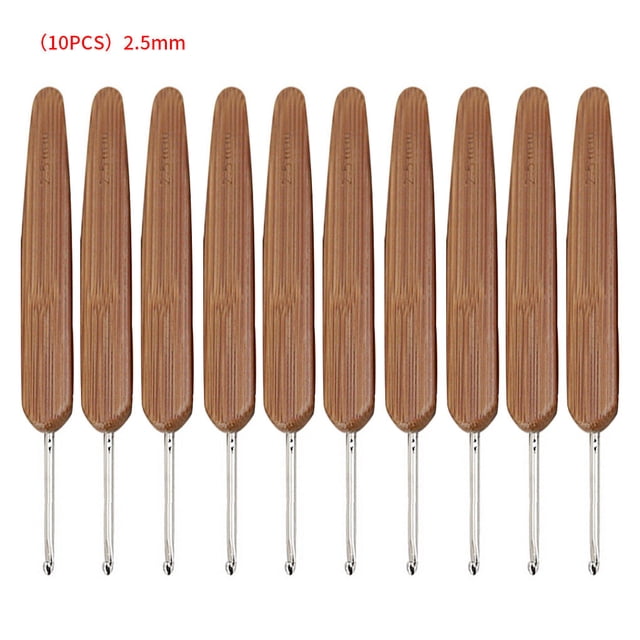 Cateissary 10 Uds ganchos de ganchillo mango de bambú agujas de coser herramientas de bordado de punto, cabezas dobles, 0,5mm Type8 NO8