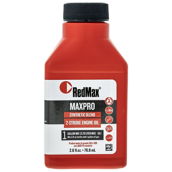 2.6oz Bottle of RedMax Synthetic 2 Stroke Cycle Oil w Fuel Stabilizer 50:1