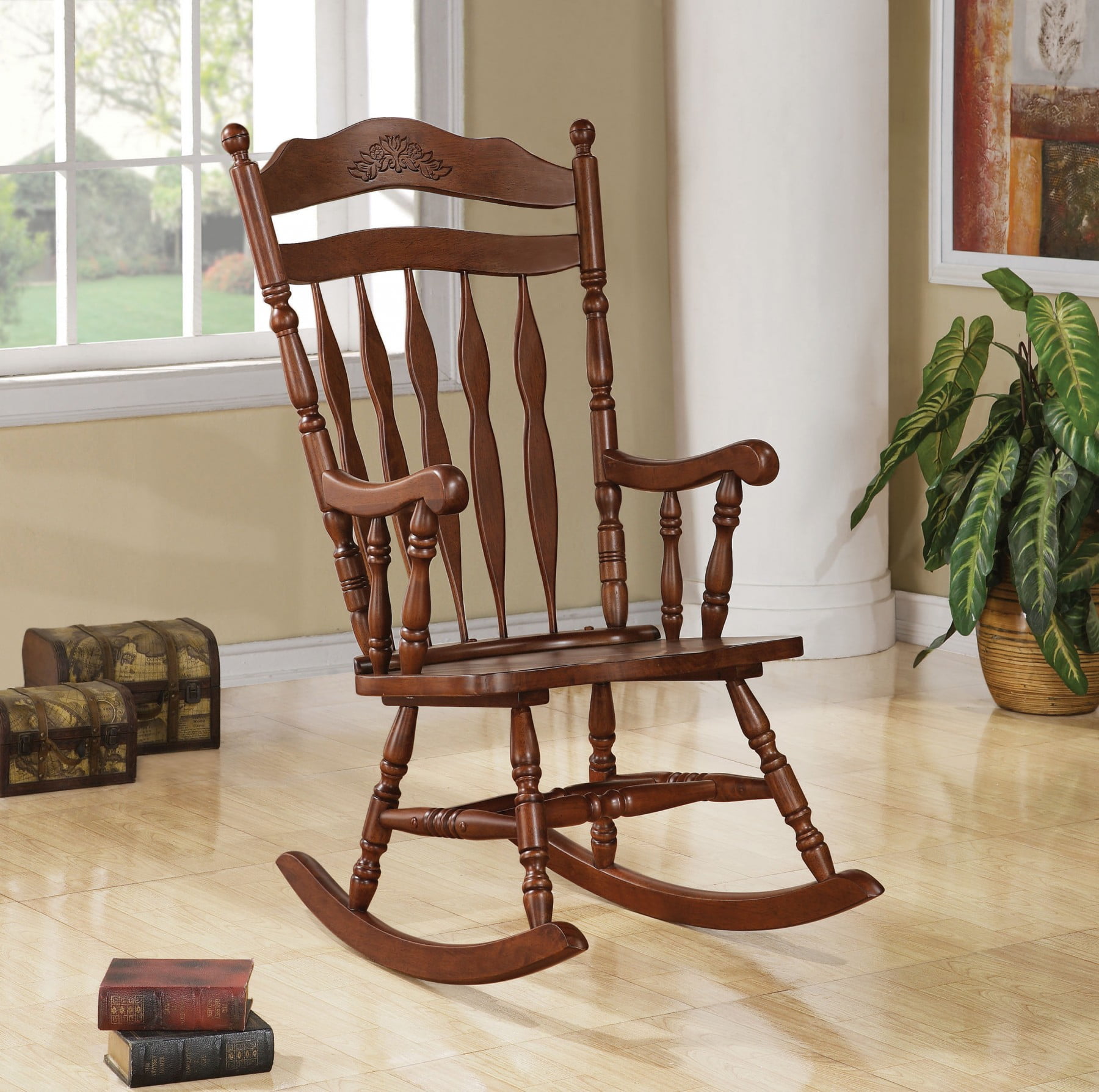 Rockers Walnut Wood Rocker Chair - Walmart.com