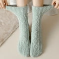 thumbnail image 3 of Wuxian Womens Socks Solid Fuzzy Crew Socks Thick Warm Plus Stockings Soft Winter Thermal Stocking Comfy Dailywear,C,One Size, 3 of 4