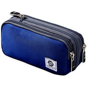 ANTIC DUCK Casual Pencil Cases Expansion Layer Zipper Large Capacity for Pens Makeup Tools Storage Bags for Boys Girls Adults Teens Navy Blue