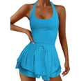 thumbnail image 1 of Diconna Women Tennis Playsuits Solid Color Sleeveless Cross Backless Workout Rompers Summer Yoga Jumpsuits Gym Clothes, 1 of 4