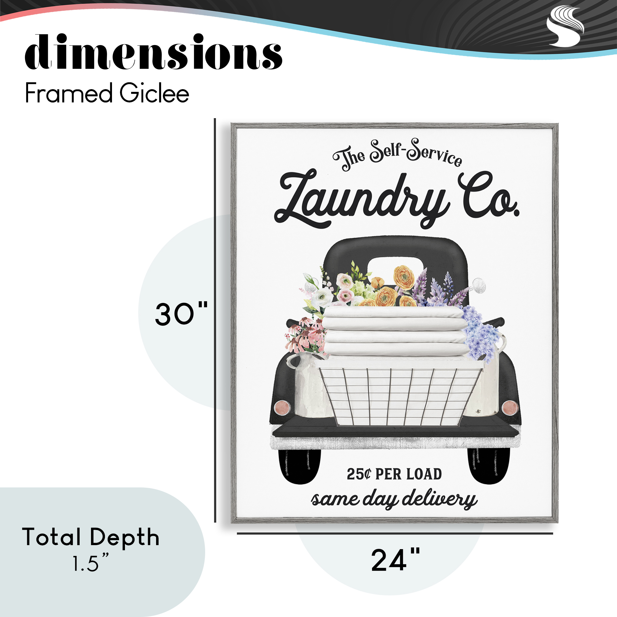 Laundry Service Truck Gray Framed Giclee Art, design by Lettered and Lined