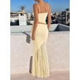 thumbnail image 5 of Women'S 2 Piece Outfits Ruffle Trim Crop Top and Low Rise Maxi Skirt Set Light Yellow M, 5 of 8