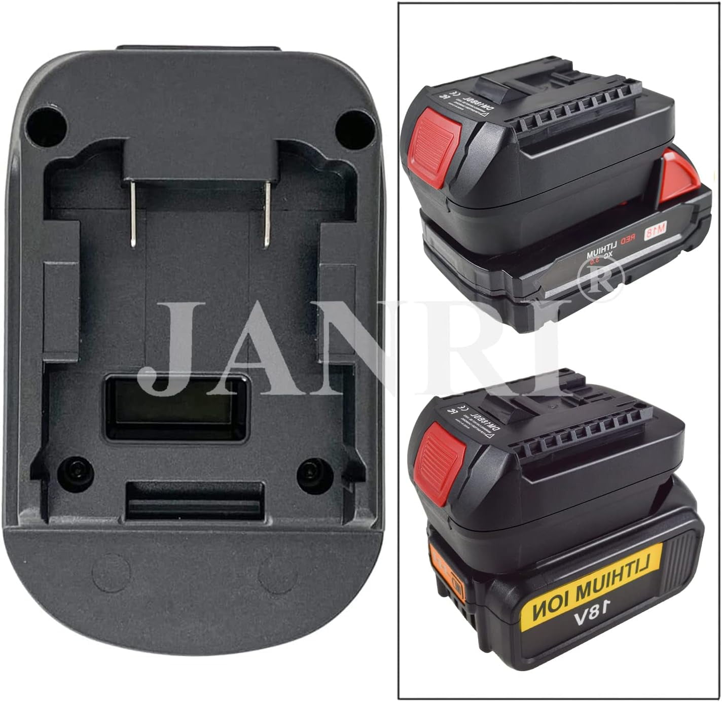 Battery Adapter for Bo+sch 18V Cordless Tool,Convert De_wa+lt 18V DCB184 DCB182 DCB181 DCB183 & Mil+wau-kee 18V M18 Lithium-Ion Battery to for Bos+ch 18V Battery BAT609 BAT612 BAT610 BAT611