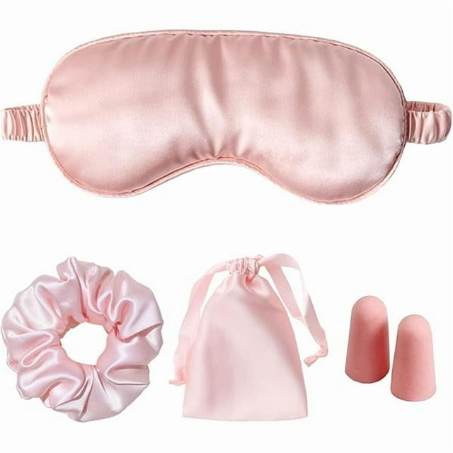 wonima11 Silk Satin Sleeping Eye Mask, Pink Sleep Eye Mask Night Blindfold for Women and Men, Soft Breathable Blackout Eyeshade Eye Cover for Travel, Wedding Bridesmaid Gift