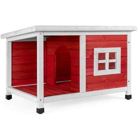 Best Choice Products All-Weather Fir Wood Pet Dog House w/ Porch, Window, Divider, Asphalt Lid (Best Price Wood Windows)