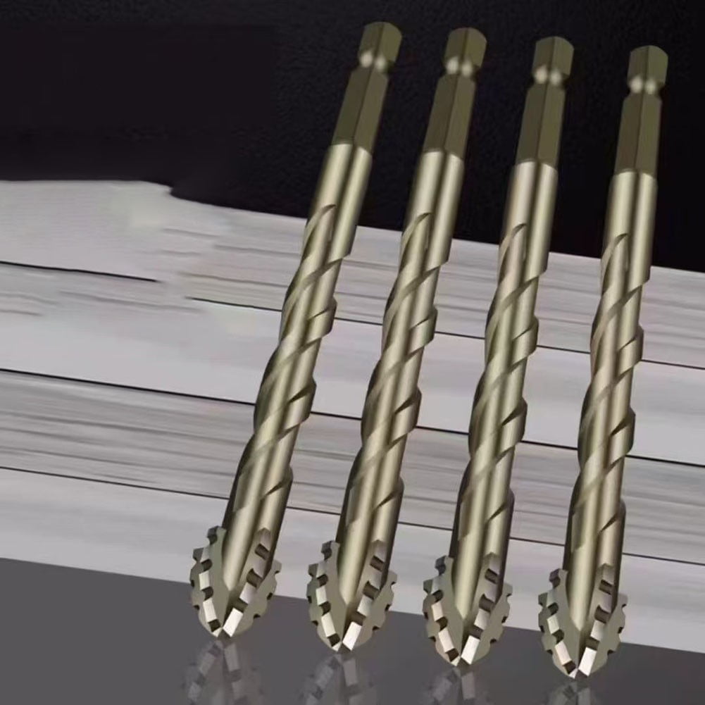 10Pcs Eccentric Drill Bit Set 5mm to 12mm with 4 Flute Design for Wood Metal Drilling and Power Tool Compatibility