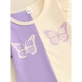 thumbnail image 6 of Suagox Kid Girls Pants Set, Contrast Color Short Sleeve Butterfly Print T-shirt with Flare Pants Summer Outfit for 12-24 Months and 2-5 Years Old Baby, 6 of 10