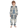 thumbnail image 2 of Soft Big Kids Onesie Pajamas Cozy Loose-Fit Jumpsuits for kids with Pockets for Christmas Lounge & Play Elegant Blue Flowers Pattern, 2 of 8