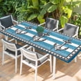 thumbnail image 2 of Blue Anchor Table Cloths for 8 Foot Rectangle Tables, Nautical Summer Beach Coastal Ocean Art Patio Waterproof Elastic Fitted Tablecloths, Washable Rectangular Table Cover for Camping, 2 of 8