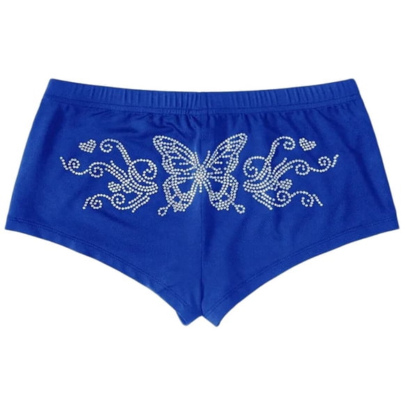 Fashion Booty Shorts for Women Rhinestones Butterfly Boyshorts Sport Dance Hot Pant for Nightclub Party or Active Wear