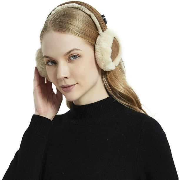 Winter Sheepskin Earmuffs for Women and Girls Warm Wool Ear Warmer Ear Muffs One size