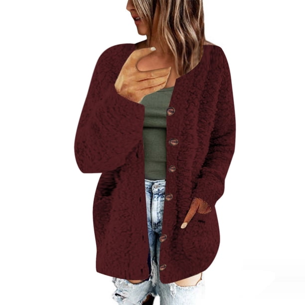 Suéter abrigo mujer casual talla grande suéter bolsillos ropa exterior botones cárdigan abrigo mujer abrigo
