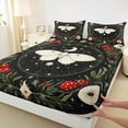 thumbnail image 3 of jejeloiu Red Cartoon Mushroom Twin Sheet Sets,Boho Bohemian Moth Twin Fitted Sheet,Rustic Fungus Plants Flat Sheet For Girls Boys,Ultra Soft Home Decor,3 Pieces, 3 of 7