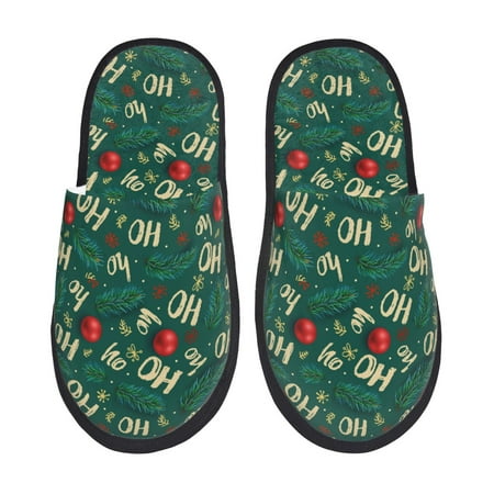 Balery Green Background With Ho Slient Indoor Furry Fleece Comfort House Shoes Soft Non-Slip Home Shoes Cotton slippers House Slippers-- Large
