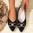 thumbnail image 4 of Ladies 2026 Summer Flat Shoes Solid Color Pointed Toe Metal Buckle Accent Soft Sole Slip On Lightweight Cushioned Orthopedic Arch Support Wide Toe Box Comfort Walking Daily Footwear Black 41, 4 of 9