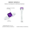 thumbnail image 5 of Rosec Jewels 1 CT Amethyst Solitaire Ring for Women, 6 MM Princess Cut Violet Amethyst Ring, February Birthstone Ring, 18K White Gold, US 3.00, 5 of 9