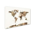 thumbnail image 3 of Trademark Fine Art "Map of the World Sepia Watercolor" Canvas Art by Michael Tompsett, 3 of 4