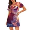 thumbnail image 1 of Easygdp Sunset Cloud Corgi Camisón de manga corta para mujer, informal, estampado, 1 of 6