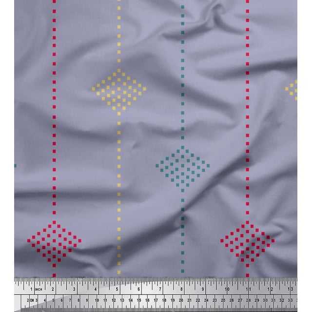Soimoi Grey Rayon Fabric Dotted Jamdani Printed Fabric 1 Yard 56 Inch Wide