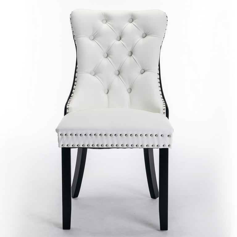Cradle White Faux Leather Side or Dining Chairs Set of 2 Cradle White Faux Leather Side or Dining Chairs Set of 2