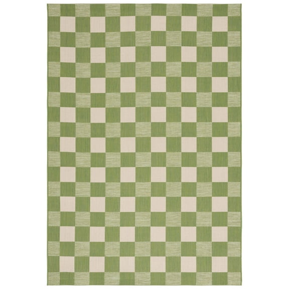 SAFAVIEH Courtyard Talbot Checkered Indoor/Outdoor Area Rug, Green/Sage, 2'7" x 5'