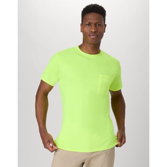 Hanes Men's T Shirt 2 Pack Pocket Short Sleeve Tee Value X Temp FreshIQ Workwear