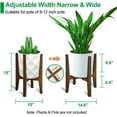 thumbnail image 3 of 2 PACK Adjustable Plant Stand Indoor, Bamboo Mid Century Modern Plants Stands, Corner Flower Holder for Living Room, Fits 8 to 12 Inches Pots, (Pot & Plant Not Included)(Walnut), 3 of 7