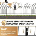 thumbnail image 2 of Garden Fence, 24 in(H) x 10.17ft(L) Arched Metal Fence Panel No Dig Fence, Ground Stake Animal Barrier Fence for Dog, Flower Bed Edging Wire Border Panel Fencing for Yard Patio Outdoor D r, 2 of 6